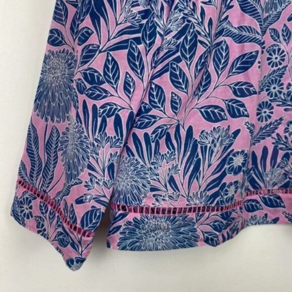 J.Crew X Abigail Borg S Blouse Floral Prairie Dusk Print Pink Navy Ribbon Tie - Picture 11 of 14